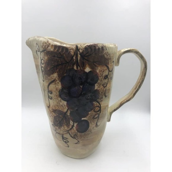 Dario Farrucci Designs Ceramic Pitcher Grapevine Theme With Handle - Picture 4 of 15